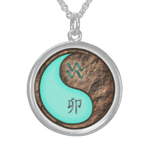 Aquarius & Earth Rabbit Sterling Silver Necklace