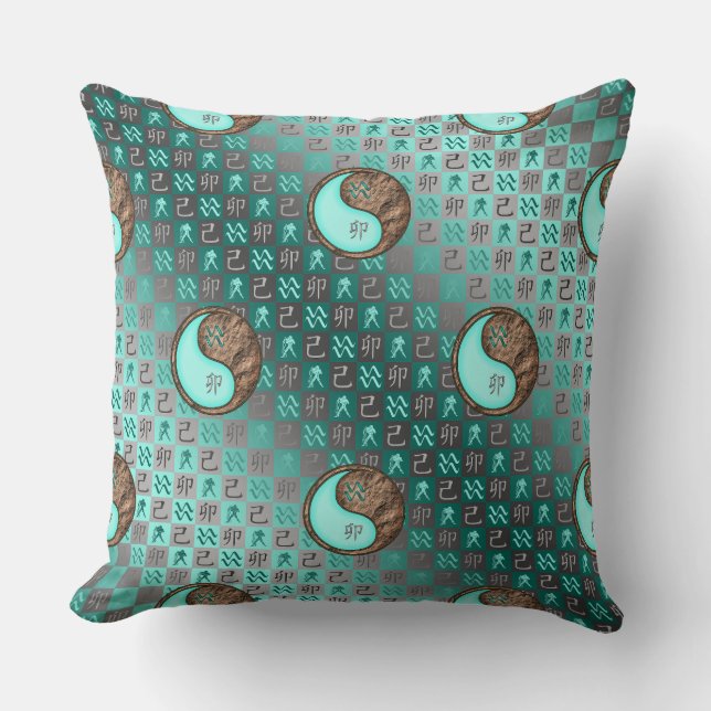 Aquarius & Earth Rabbit Throw Pillow (Front)