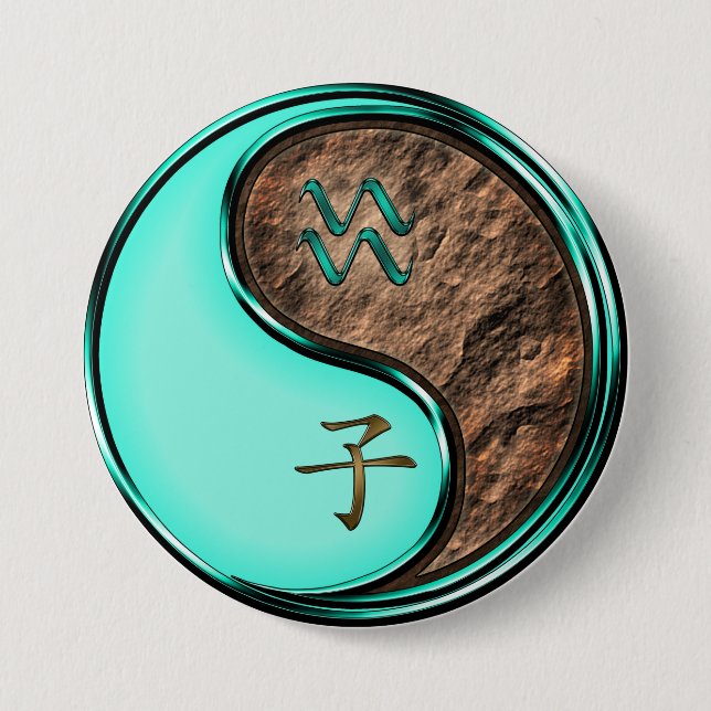 Aquarius & Earth Rat Button (Front)