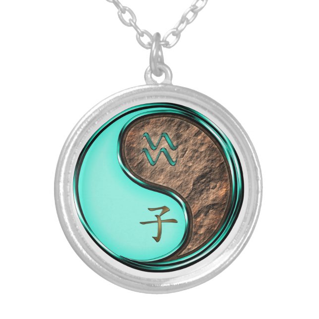 Aquarius & Earth Rat Silver Plated Necklace (Front)