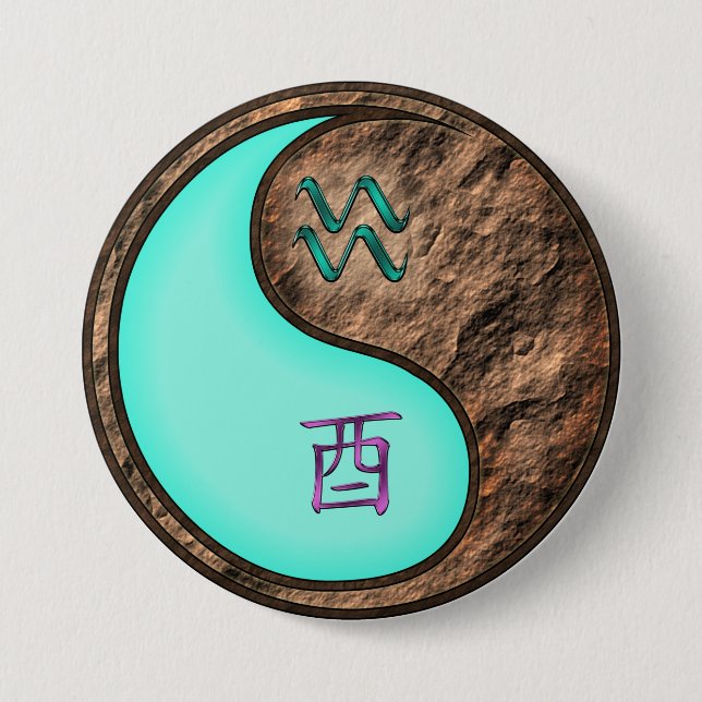Aquarius & Earth Rooster Button (Front)