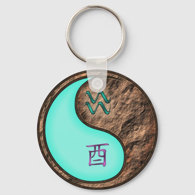 Aquarius & Earth Rooster Keychain (Front)