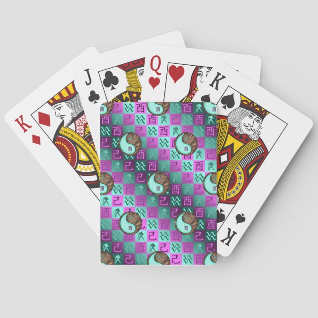 Aquarius & Earth Rooster Poker Cards (Back)