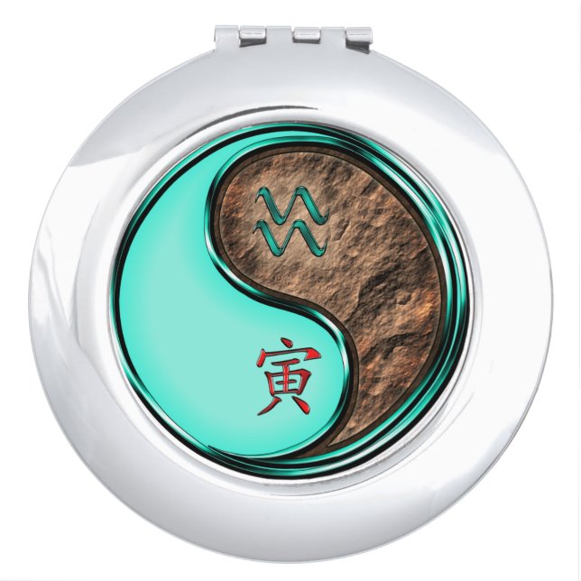 Aquarius & Earth Tiger Compact Mirror (Front)