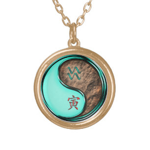 Aquarius & Earth Tiger Gold Plated Necklace