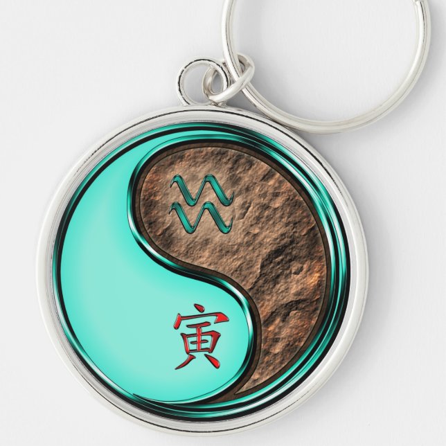 Aquarius & Earth Tiger Keychain (Front)
