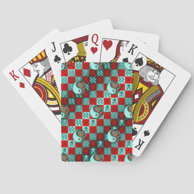 Aquarius & Earth Tiger Poker Cards (Back)