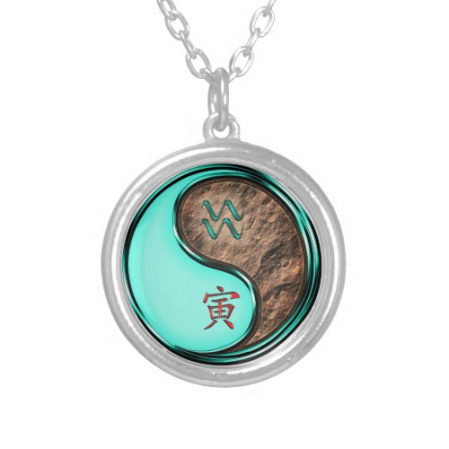 Aquarius Earth Tiger Silver Plated Necklace