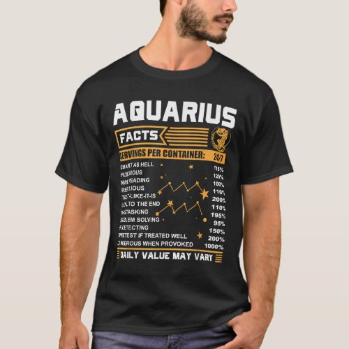 Aquarius Facts Zodiac  Funny Aquarius Birthday Gif T_Shirt