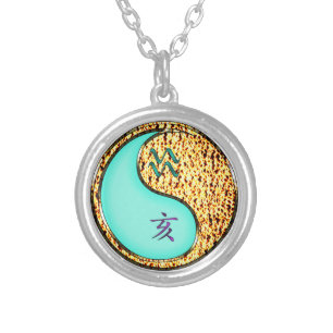 Aquarius & Fire Boar Silver Plated Necklace