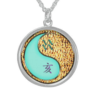 Aquarius & Fire Boar Sterling Silver Necklace