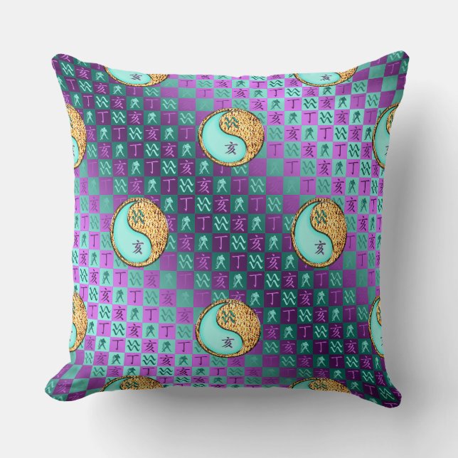 Aquarius & Fire Boar Throw Pillow (Front)