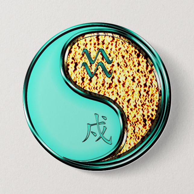 Aquarius & Fire Dog Button (Front)