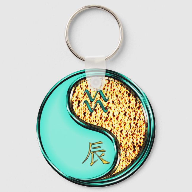 Aquarius & Fire Dragon Keychain (Front)