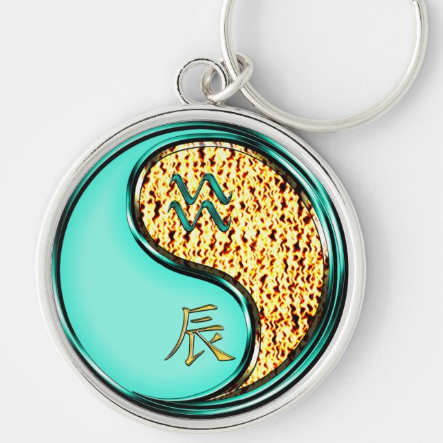 Aquarius & Fire Dragon Keychain (Front)