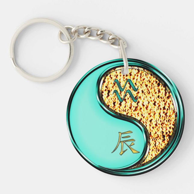 Aquarius & Fire Dragon Keychain (Front)