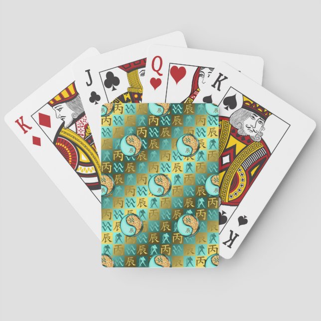 Aquarius & Fire Dragon Poker Cards (Back)