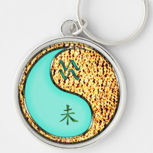 Aquarius & Fire Goat Keychain