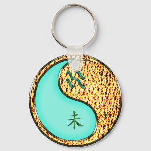 Aquarius & Fire Goat Keychain