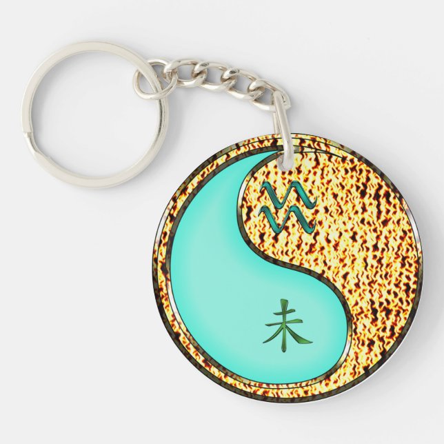 Aquarius & Fire Goat Keychain (Front)