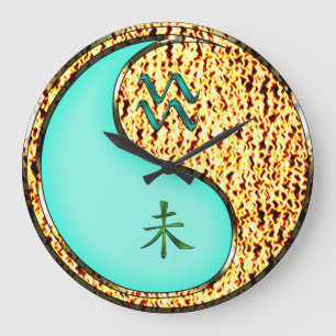 Aquarius & Fire Goat Large Clock