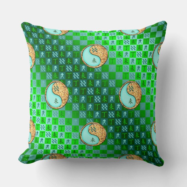 Aquarius & Fire Goat Throw Pillow (Front)