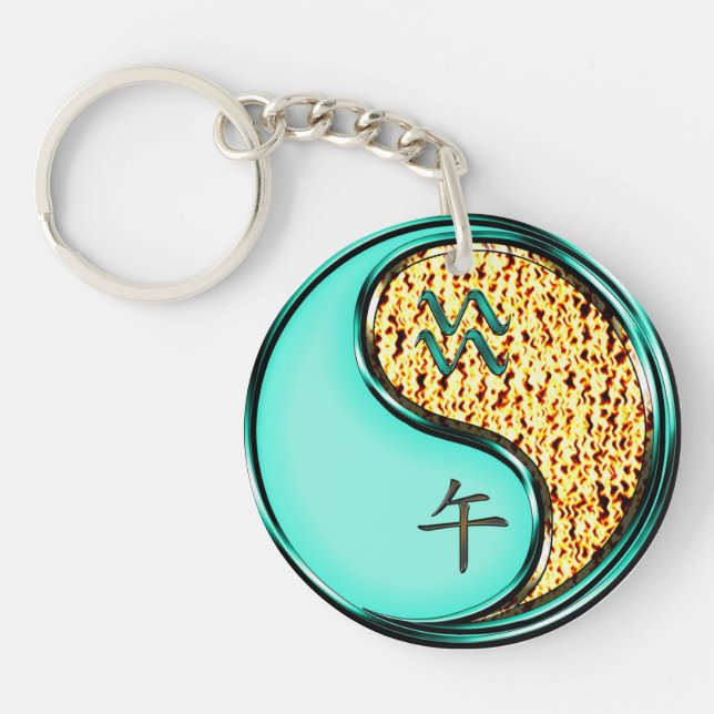 Aquarius & Fire Horse Keychain (Front)