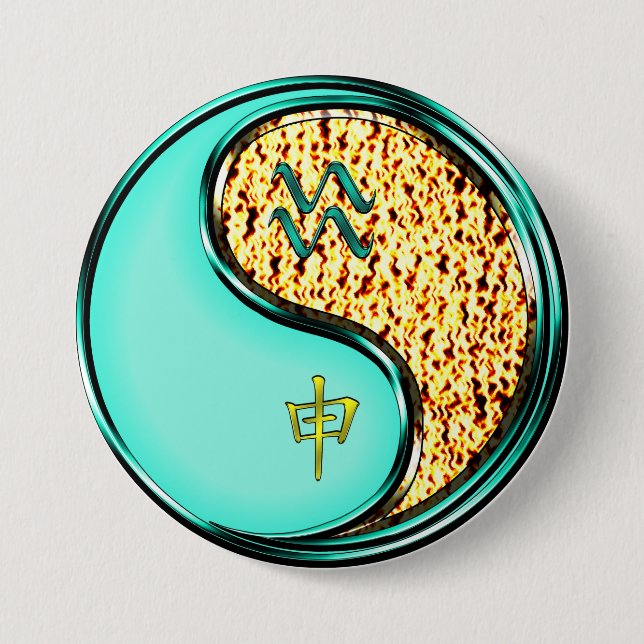 Aquarius & Fire Monkey Button (Front)