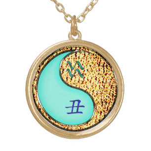 Aquarius & Fire Ox Gold Plated Necklace