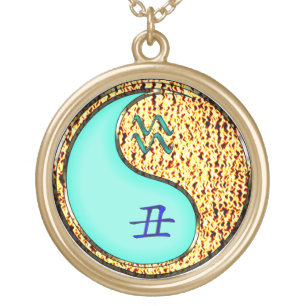 Aquarius & Fire Ox Gold Plated Necklace