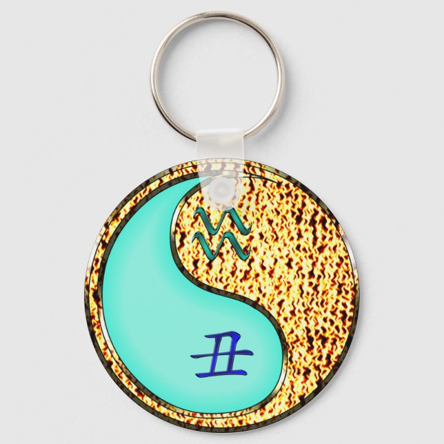 Aquarius & Fire Ox Keychain (Front)