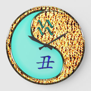 Aquarius & Fire Ox Large Clock