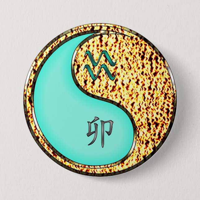 Aquarius & Fire Rabbit Button (Front)