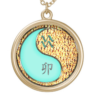 Aquarius & Fire Rabbit Gold Plated Necklace