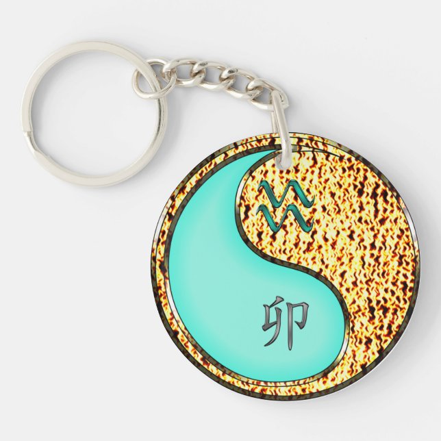 Aquarius & Fire Rabbit Keychain (Front)
