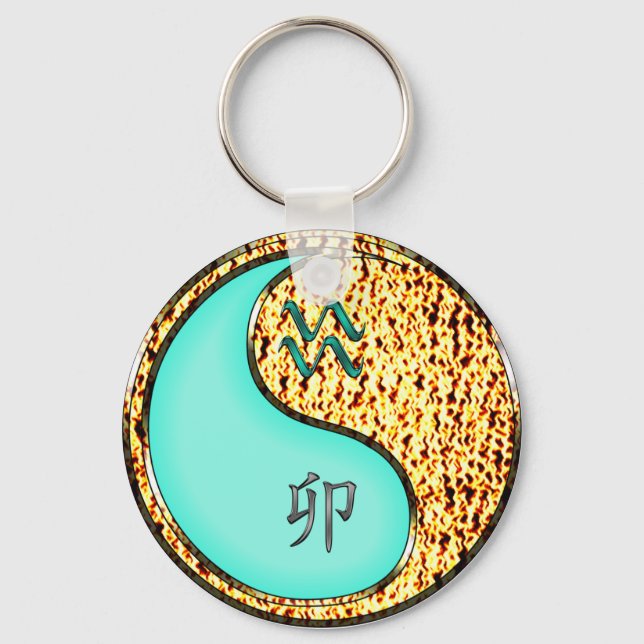 Aquarius & Fire Rabbit Keychain (Back)