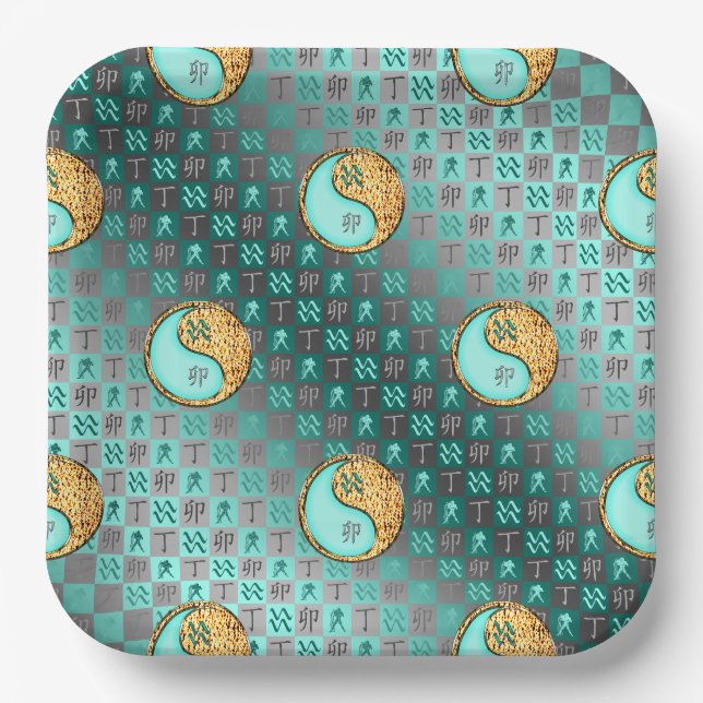 Aquarius & Fire Rabbit Paper Plates (Front)