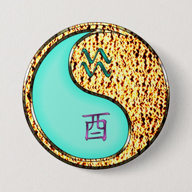 Aquarius & Fire Rooster Button (Front)