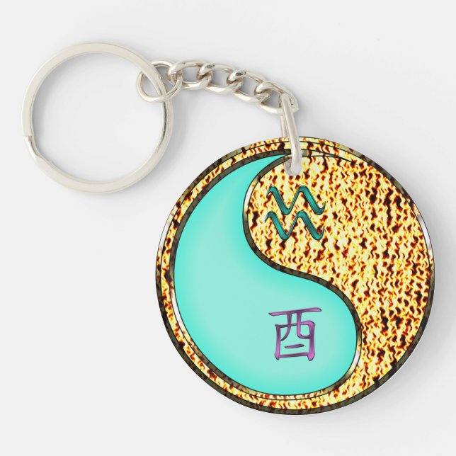 Aquarius & Fire Rooster Keychain (Front)