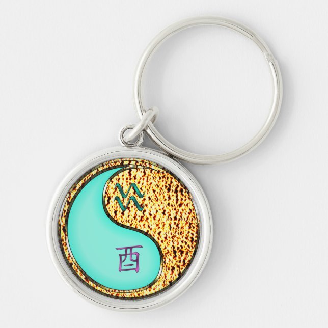 Aquarius & Fire Rooster Keychain (Front)