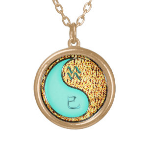Aquarius & Fire Snake Gold Plated Necklace
