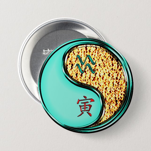 Aquarius & Fire Tiger Button (Front & Back)