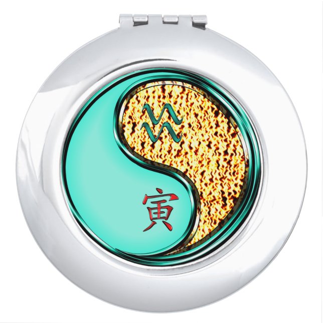 Aquarius & Fire Tiger Compact Mirror (Front)