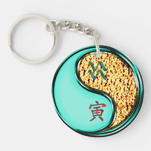 Aquarius & Fire Tiger Keychain