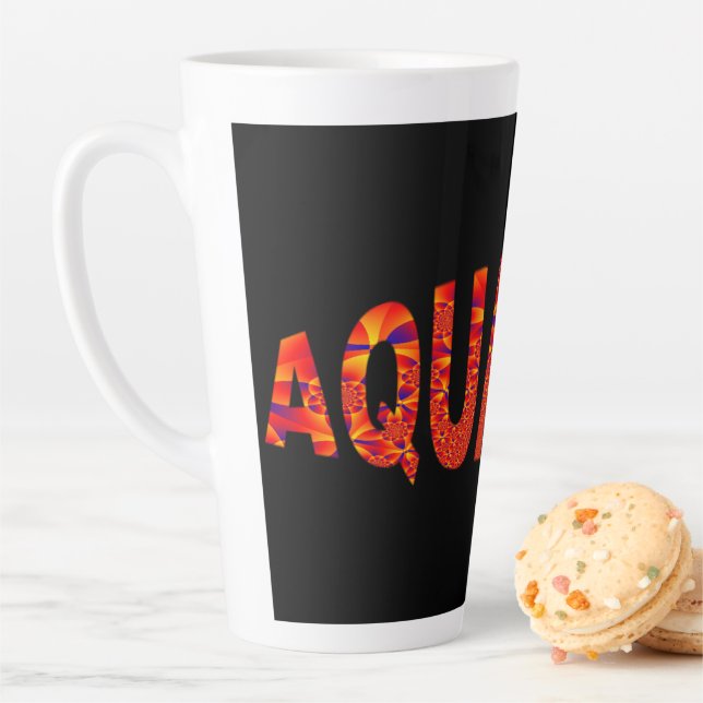 Aquarius - Firey Orange Yellow Blue Latte Mug (In Situ)