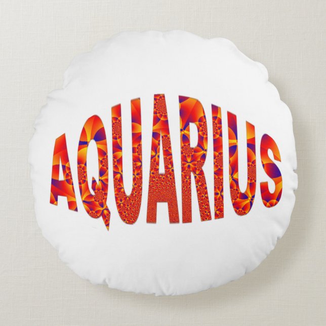 Aquarius - Firey Orange Yellow Blue Round Pillow (Front)