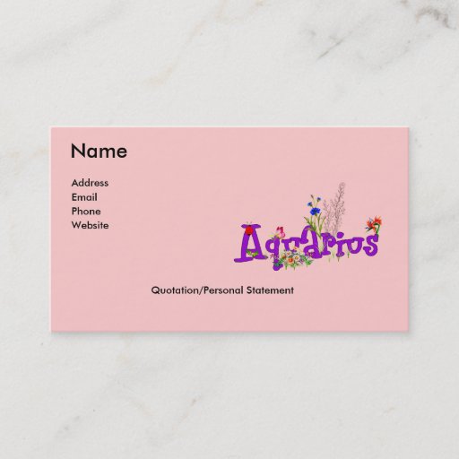Customizable Aquarius Flowers Business Cards