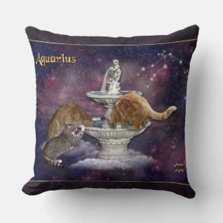 Aquarius for Cat Lovers Throw Pillow