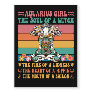 Aquarius Girl Astrology Sign Temporary Tattoos