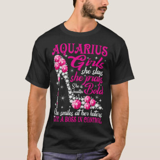 Aquarius Girl Like a Boss in Control diamond shoes T-Shirt